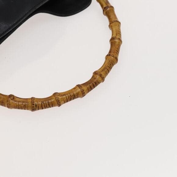 GUCCI Bamboo Hand Bag Leather Black Gold 001 2113 001 2113 - Picture 7 of 12